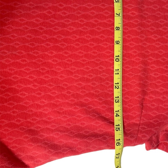 Coral diamond checkered pattern cap sleeve lined retro shift dress button back - Picture 10 of 10